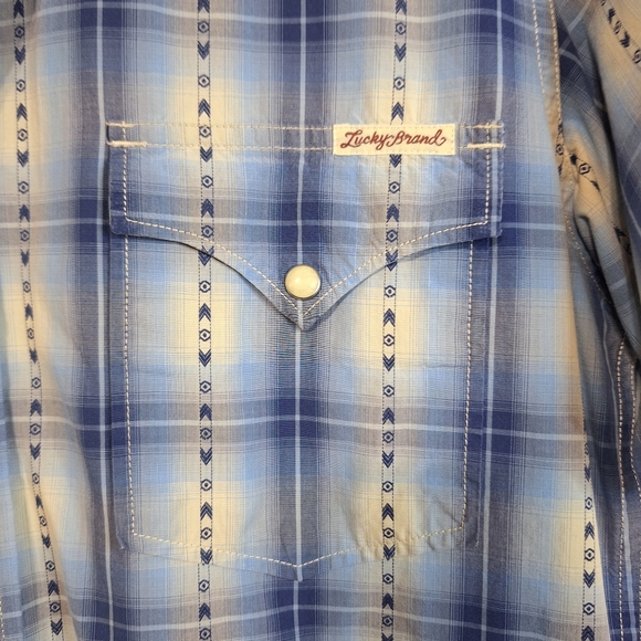 Lucky Brand Plaid Western Shirt Men's Size M Cowboycore - Picture 3 of 8